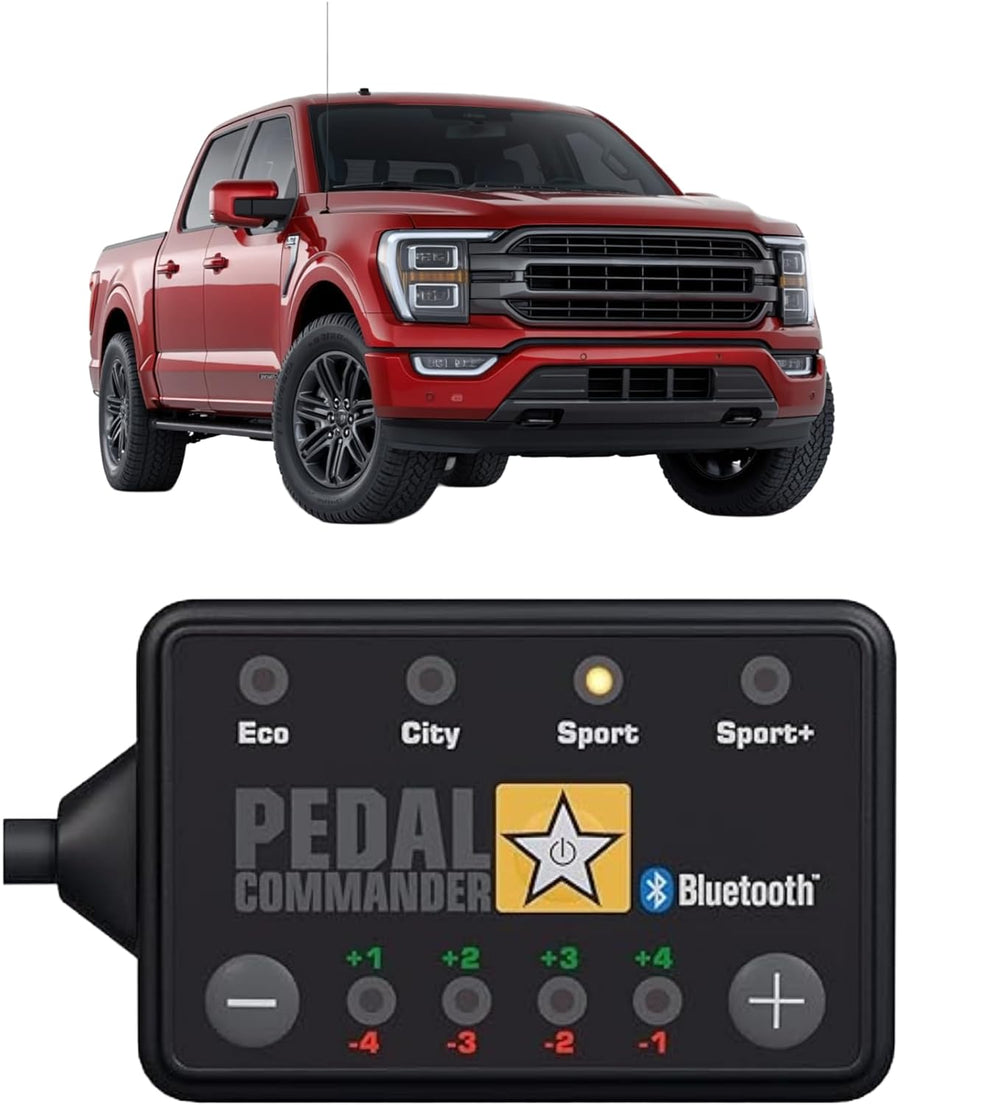 PEDAL COMMANDER front view showing compact throttle controller for F-150, easy install benefit