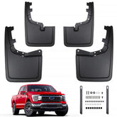 Peleus mud flap front view mounted on F150 showing robust protection