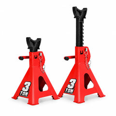 Pencil Noise front view of red jack stand pair showing reinforced frame and finish