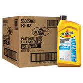 Pennzoil Platinum Euro front packaging showing six 1‑quart bottles and convenience