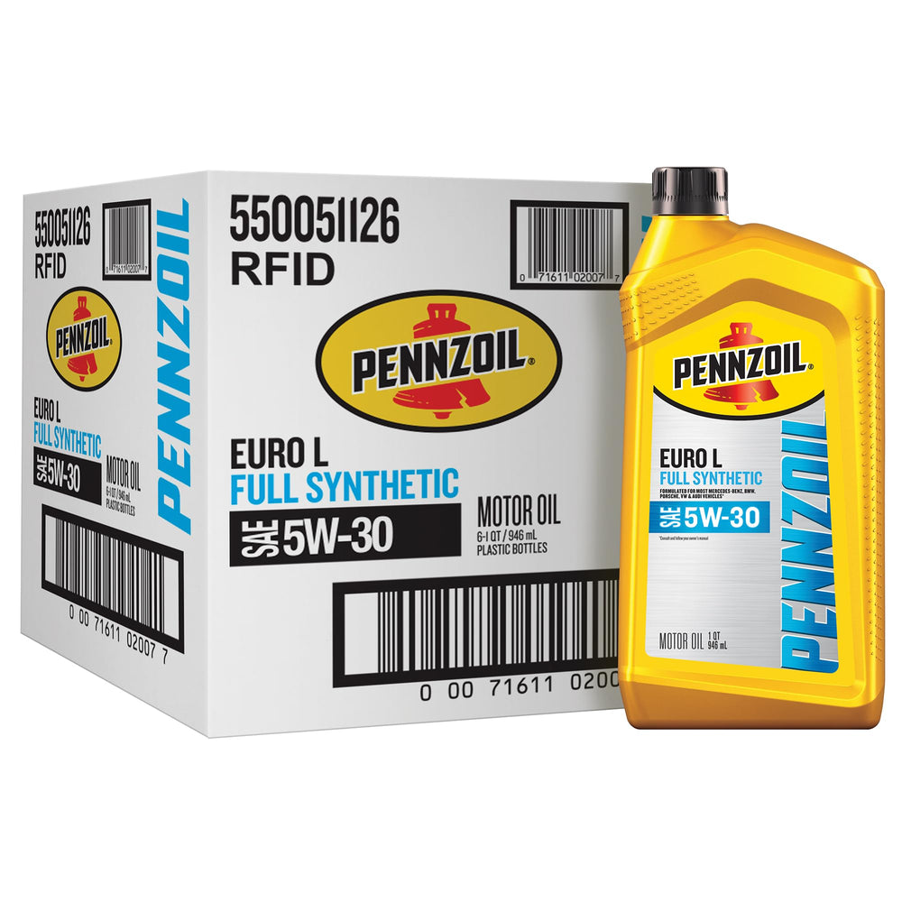 Pennzoil Platinum Euro L front label showing specifications and benefits