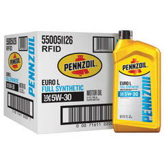 Pennzoil Platinum Euro L front label showing specifications and benefits