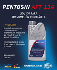 Pentosin ATF 134 bottle on garage workbench illustrating workshop readiness