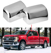 PerfecTech front view of chrome half mirror covers showing sleek finish and easy upgrade benefit