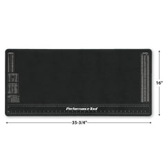 Performance Tool rubber backing close-up, non-slip hold protects workbench