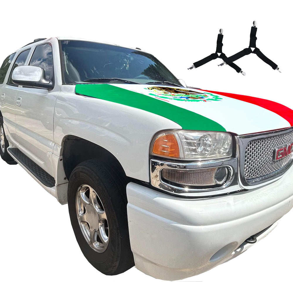 PHYZNIX flag front on hood showing bold Mexican colors and instant pride