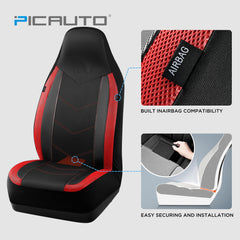 PIC AUTO side airbag seam detail illustrating safe airbag deployment compatibility