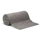 PIG absorbent mat roll front view showing dimensions and gray color for quick selection