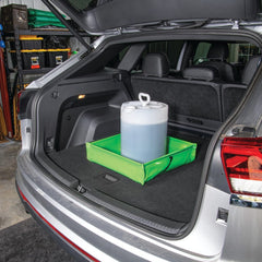 PIG close-up of wide-mouth and fold-down handle for spill-free pouring and secure carrying