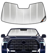 Pigenius BLAZBLOCK front view fitted on Tundra windshield, reduces interior heat