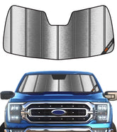 Pigenius front view showing fitted sun shade protecting Ford F-150 interior