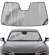 Pigenius front view showing custom-fit shade for Lexus IS protecting dashboard