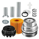 Pilida front view of oil filter housing cap showing durable aluminum finish and reliable fit