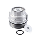Pilida oil filter cap front view showing fit and benefit of secure sealing