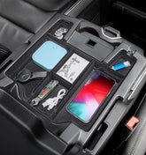 PIMCAR front view of organizer installed showing neat compartments and quick access