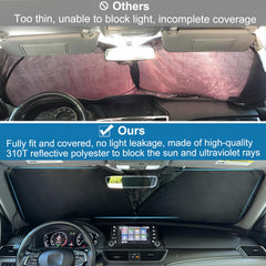PIMCAR folded sun shade in storage pouch, saves space and stays protected