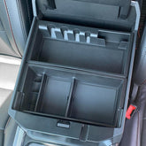 PIMCAR front view of center console tray showing organized compartments and quick access