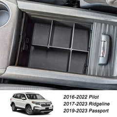 PIMCAR tray installed in a Honda Pilot console keeping items organized