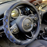 PINCTROT front view of blue steering wheel cover showing clean fit and style benefit