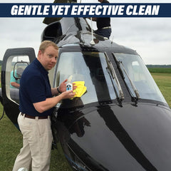 Plane Perfect being wiped with microfiber cloth to remove smudges and streaks