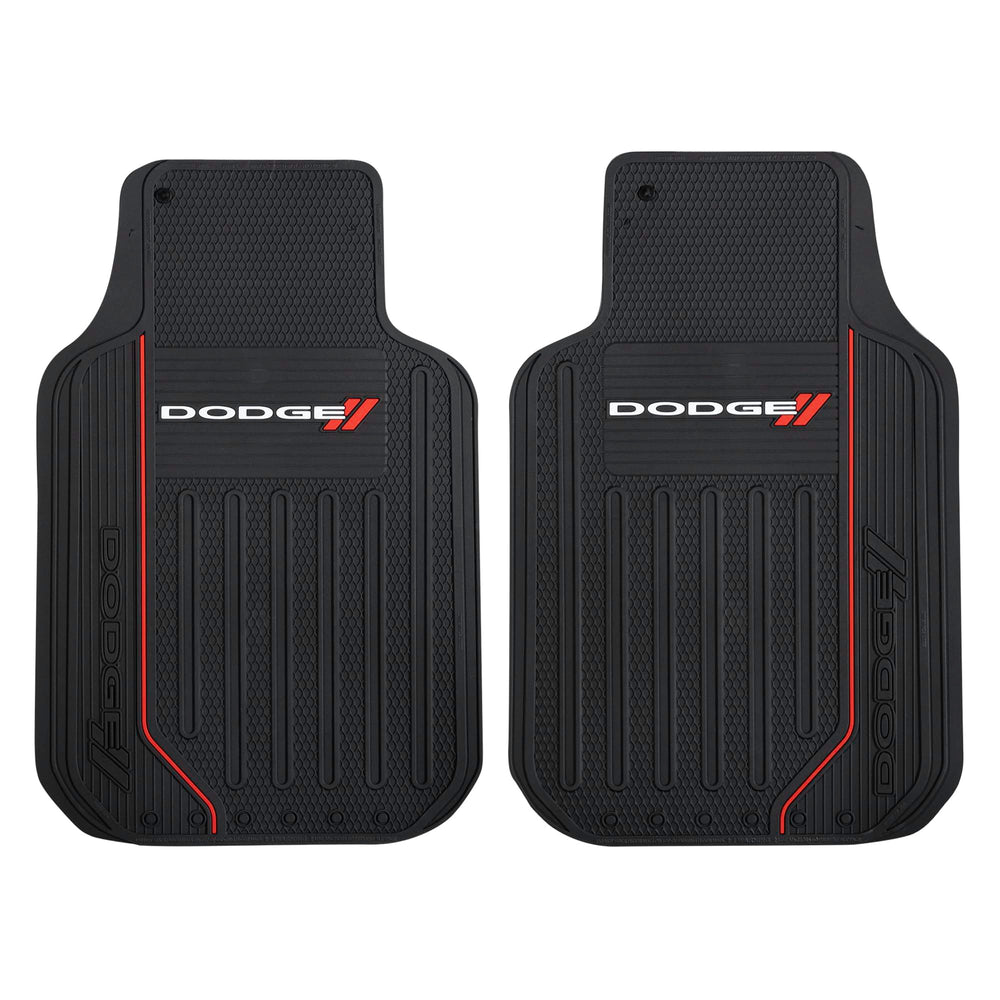 Plasticolor Dodge front mat packaging showing set and branding benefit durable protection