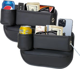 PLEW front view showing sleek black leather organizer and compact profile benefits