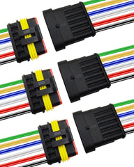 PLUXPAER front view of three 6-pin connector pairs showing compact, ready-to-install design