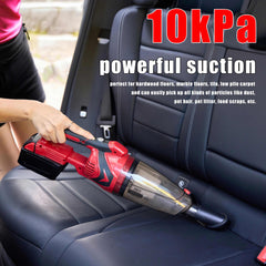 PMLYQ vacuum in car interior removing crumbs and pet hair for fast detailing