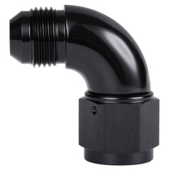 Podavelle front view of AN10 90° adapter showing ports and compact design, durable