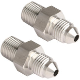Podavelle front view of two stainless adapters showing finish and shape, durable connection