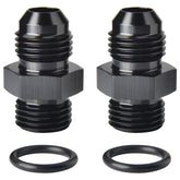 Podavelle front view of two black anodized adapters showing shape and finish, durable fit
