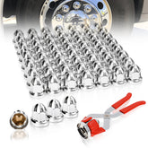Podoy front pack of 60 chrome lug nut covers showing contents and value