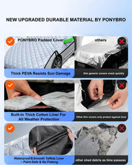 PONYBRO elastic strap detail securing cover tightly to vehicle in wind