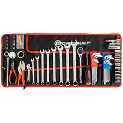 Powerbuilt roll pouch open showing organized tool layout and quick access benefit
