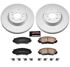 PowerStop fully coated rotor front view highlighting corrosion protection and clean look