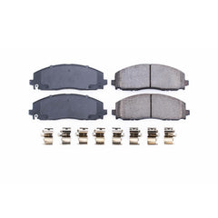 PowerStop Z17 pad front face close-up showing chamfered and slotted surface benefit
