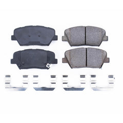 PowerStop Z17 front-facing pad detail highlighting chamfer and slot benefits