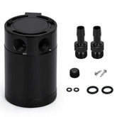 PQY front view aluminum oil catch can showing compact design and easy mounting benefit