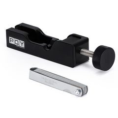 PQY front view of gap tool showing clamp and aluminum body for precise adjustments