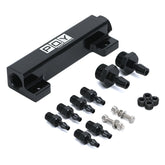 PQY vacuum block front view showing six 1/8NPT ports and compact layout for neat routing