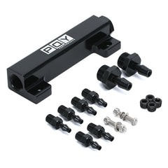 PQY vacuum block front view showing six 1/8NPT ports and compact layout for neat routing