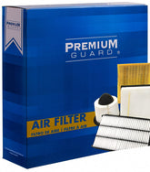 Premium Guard filter front view showing fitment and protection benefits