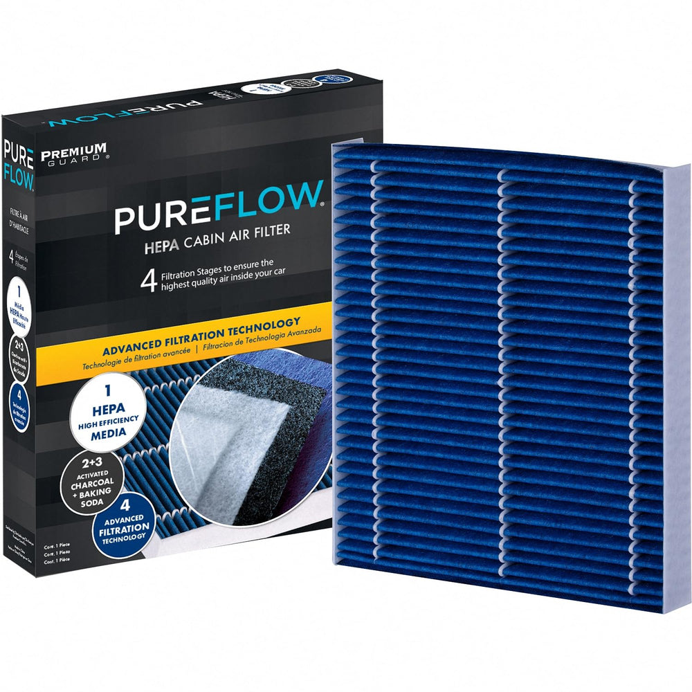 Premium Guard PUREFLOW front packaging showing filter and benefits