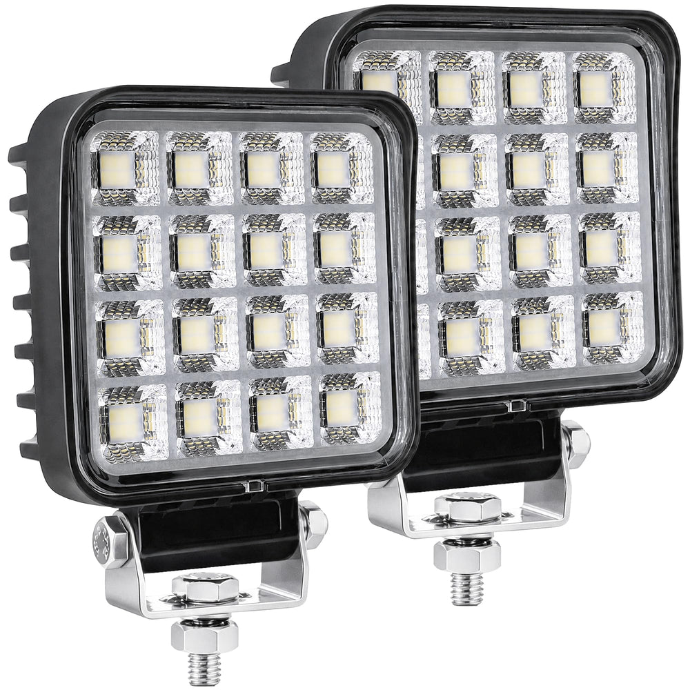 Primelux front view of two lights showing bright beam and durable build
