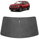 Proadsy front view showing sunshade fitted to BMW X1 for full coverage