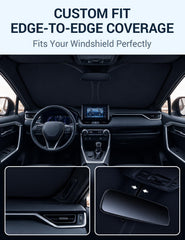 Proadsy close-up of silver reflective surface blocking sunlight