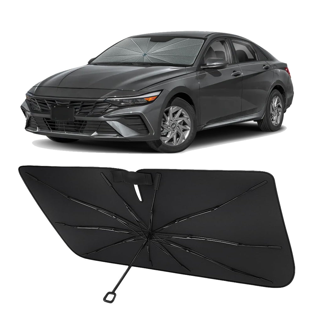 Proadsy front view installed on Elantra showing full windshield coverage and heat reduction