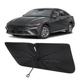 Proadsy front view installed on Elantra showing full windshield coverage and heat reduction