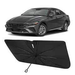 Proadsy front view installed on Elantra showing full windshield coverage and heat reduction