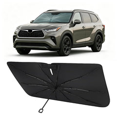 Proadsy installed front-full sunshade covering Highlander windshield for full protection